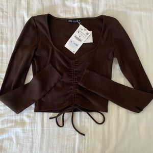 Zara Brown Scrunched Long Sleeve